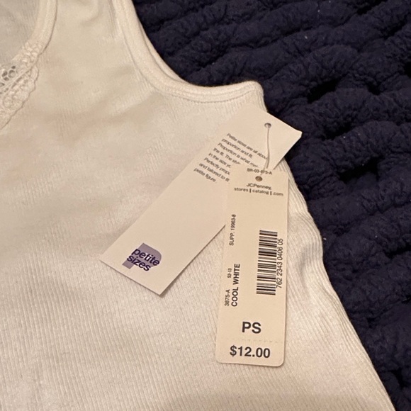 St. John's Bay White Tank Top with Lace Detail - Picture 3 of 5